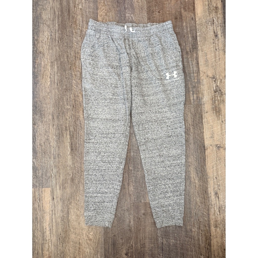 Under Armour Mens Grey Heather Rival Fleece Joggers Sweatpants XL Tapered Leg